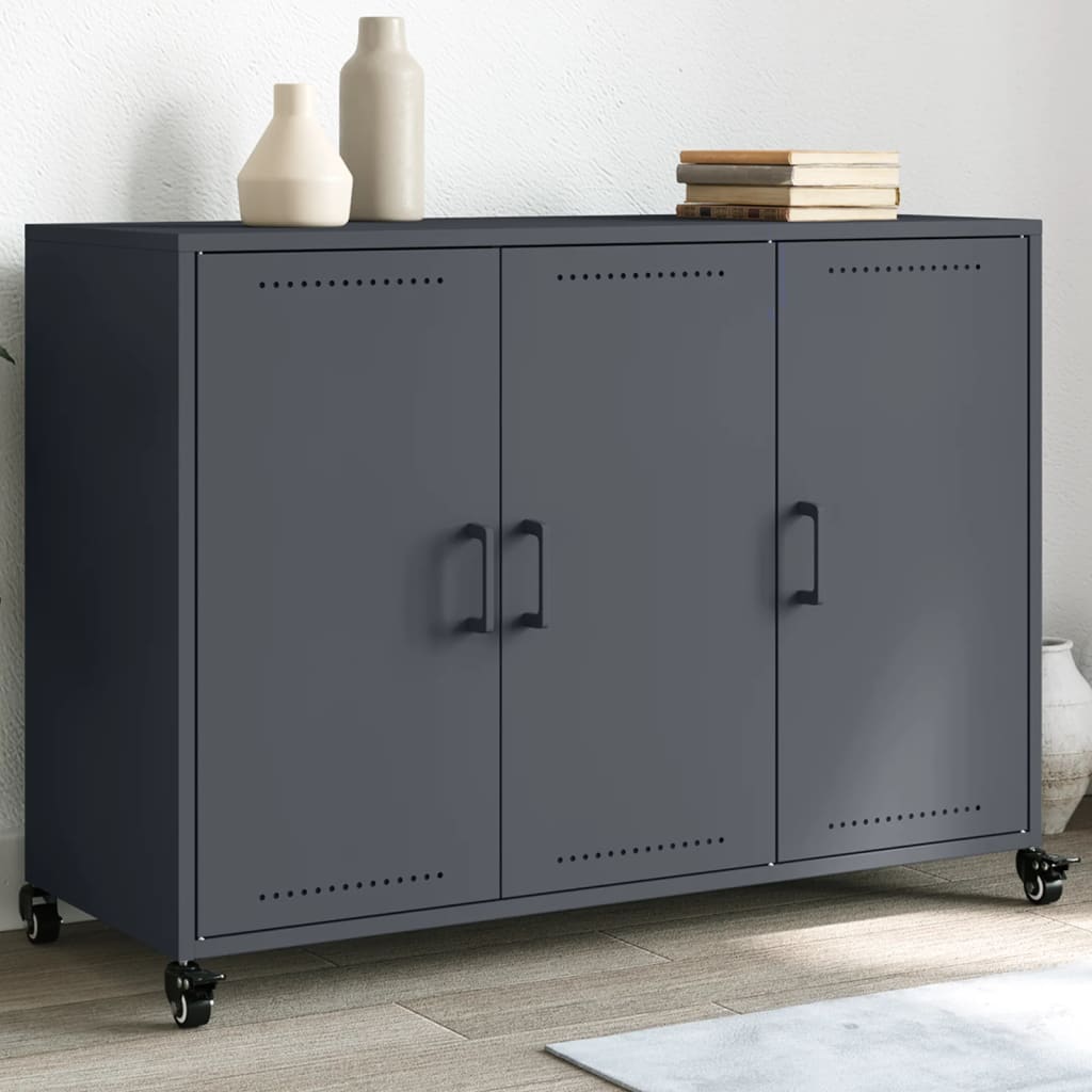 Credenza Antracite 100,5x39x72 cm in Acciaio - homemem39