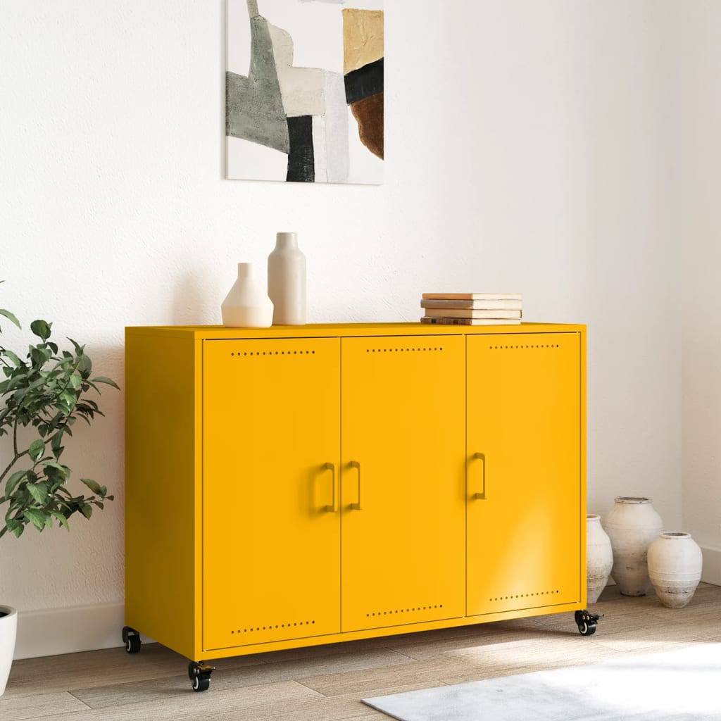 Credenza Giallo Senape 100,5x39x72 cm in Acciaio