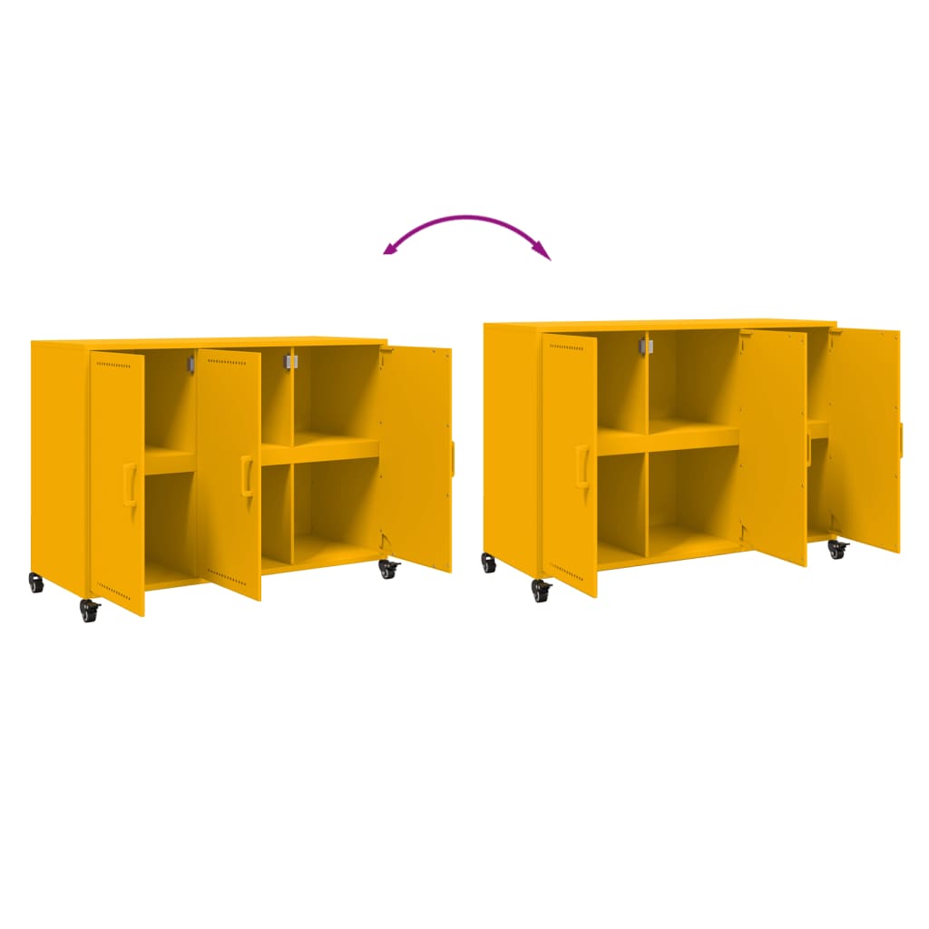 Credenza Giallo Senape 100,5x39x72 cm in Acciaio