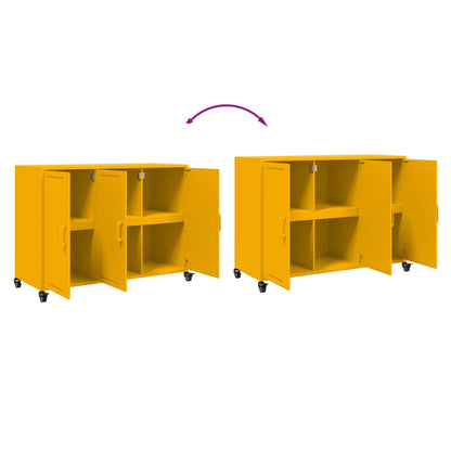 Credenza Giallo Senape 100,5x39x72 cm in Acciaio