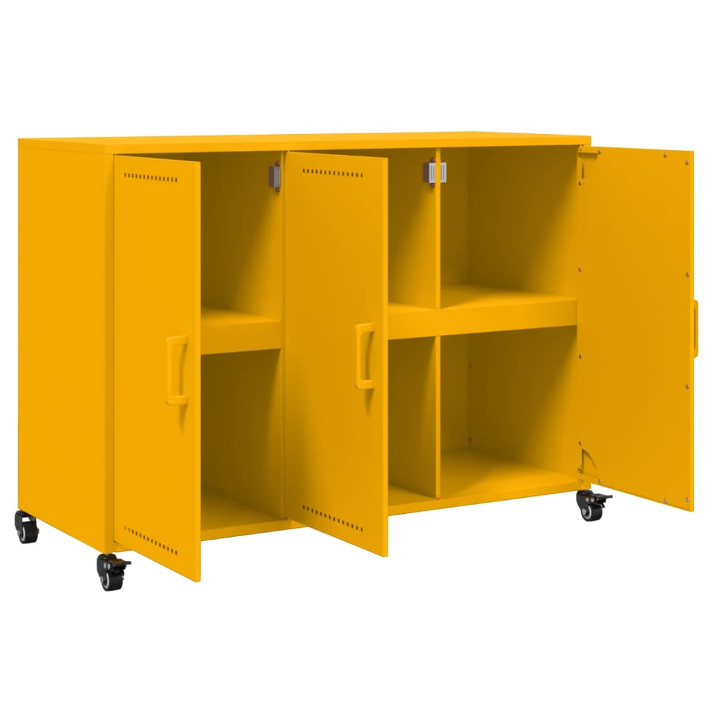 Credenza Giallo Senape 100,5x39x72 cm in Acciaio