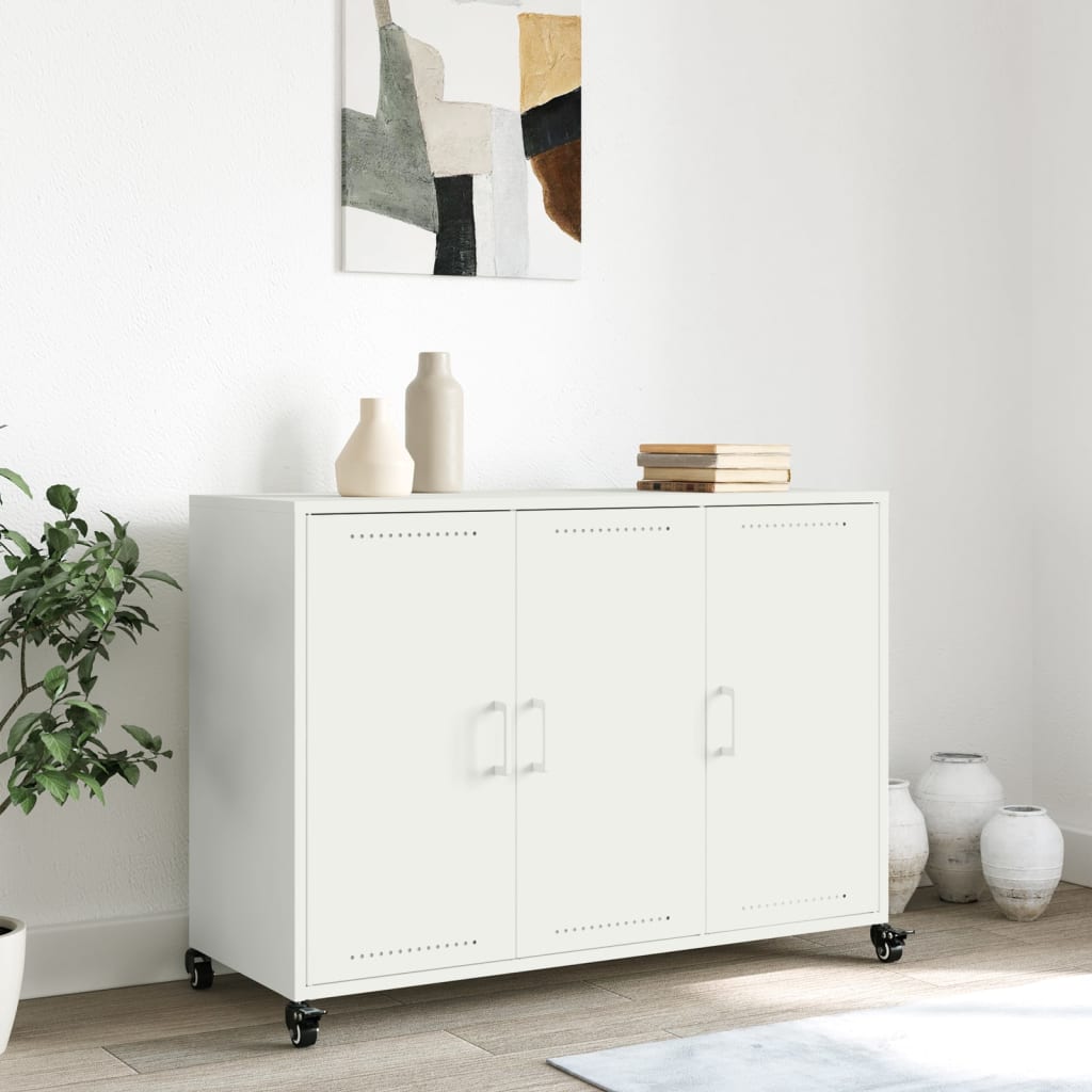 Credenza Bianca 100,5x39x72 cm in Acciaio