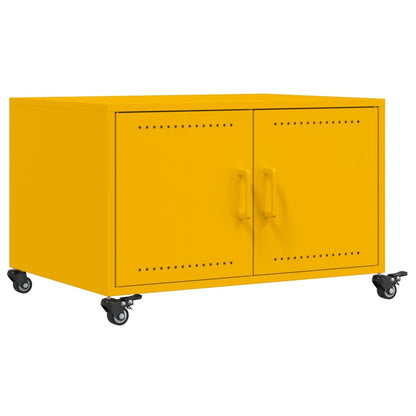 Tavolino Giallo Senape 68x50x43,5 cm Acciaio Laminato a Freddo | homemem39