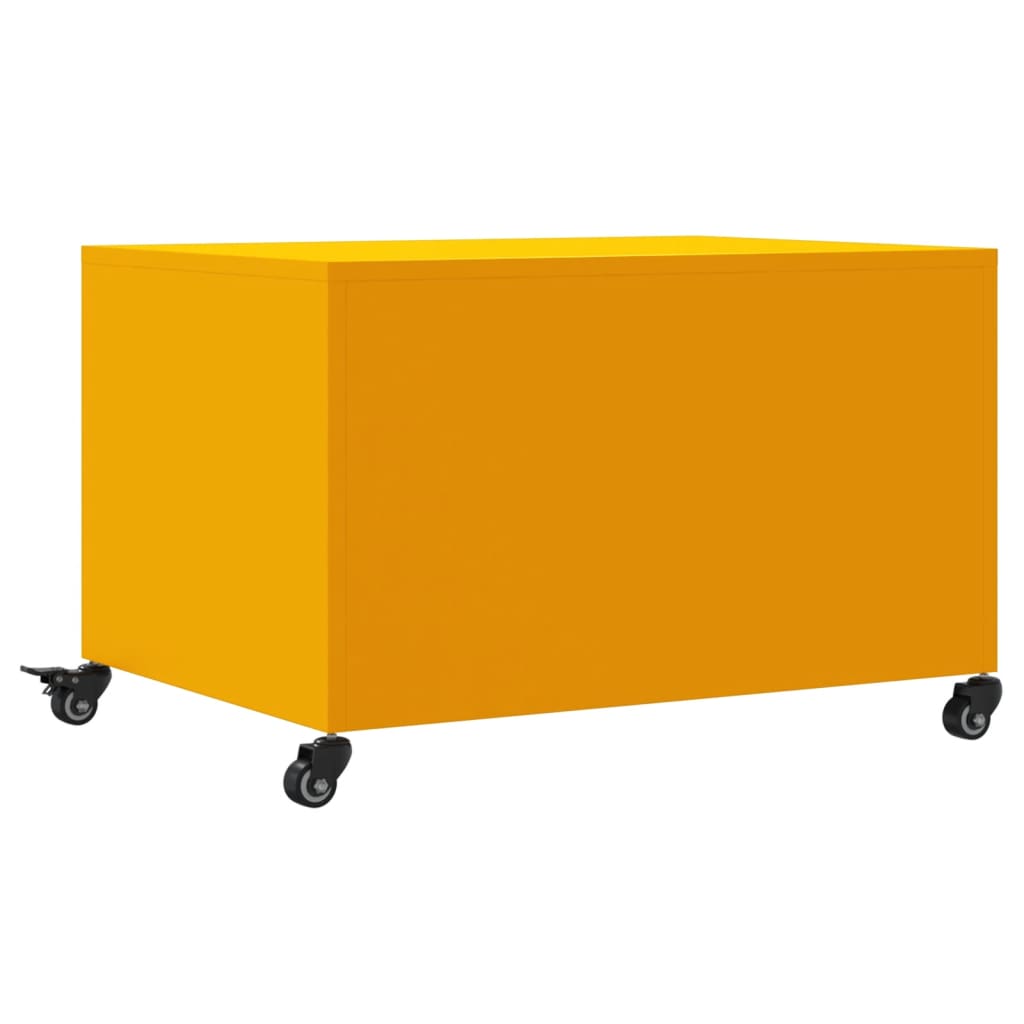 Tavolino Giallo Senape 68x50x43,5 cm Acciaio Laminato a Freddo | homemem39