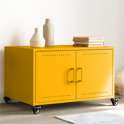 Tavolino Giallo Senape 68x50x43,5 cm Acciaio Laminato a Freddo | homemem39