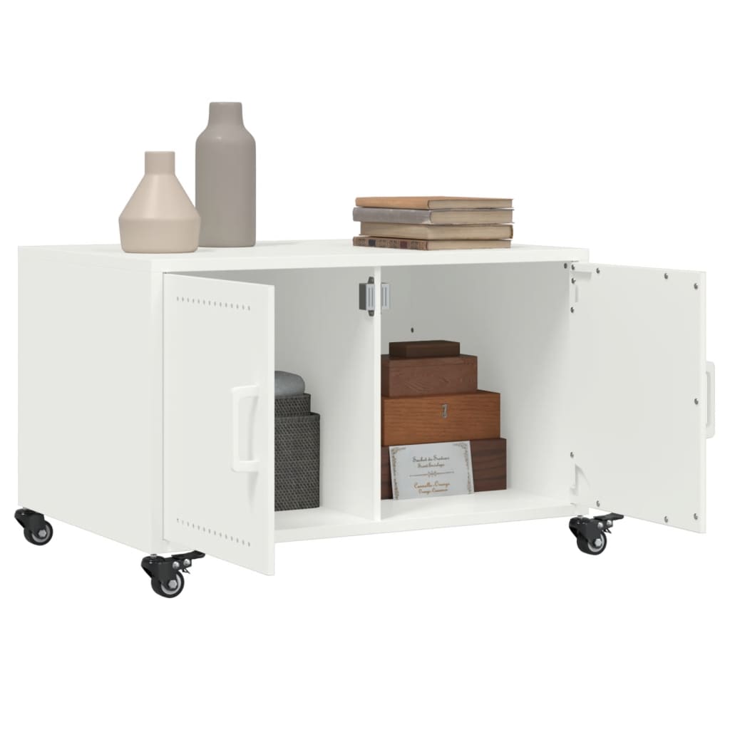 Tavolino da Salotto Bianco 68x50x43,5 cm in Acciaio