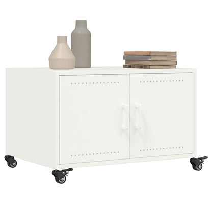 Tavolino da Salotto Bianco 68x50x43,5 cm in Acciaio