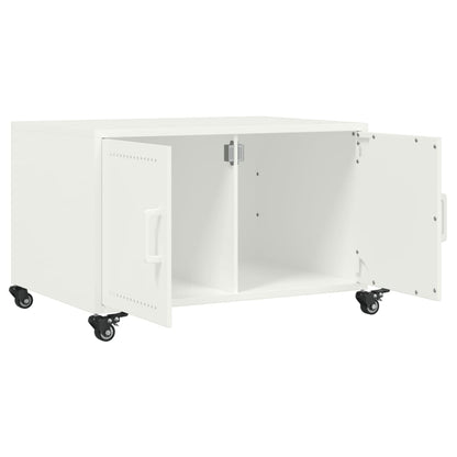 Tavolino da Salotto Bianco 68x50x43,5 cm in Acciaio