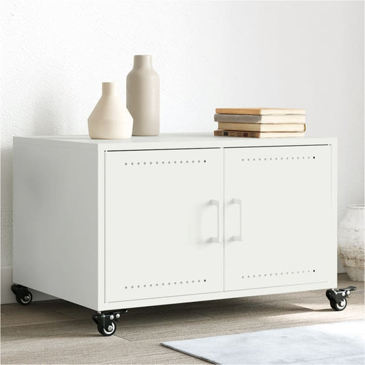 Tavolino da Salotto Bianco 68x50x43,5 cm in Acciaio | homemem39