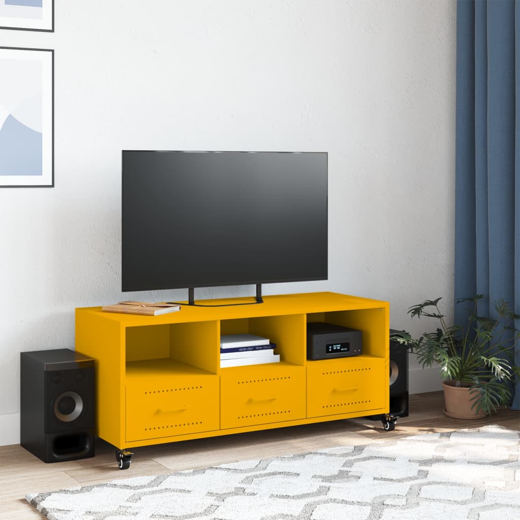 Mobile TV Giallo Senape 100,5x39x43,5 cm in Acciaio - homemem39