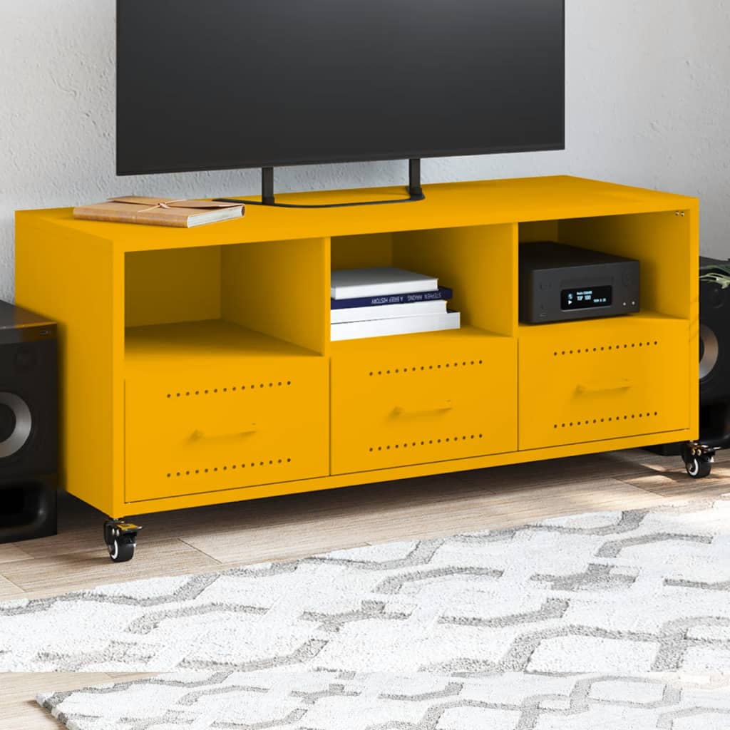 Mobile TV Giallo Senape 100,5x39x43,5 cm in Acciaio - homemem39