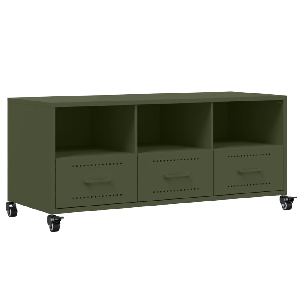 Mobile TV Verde Oliva 100,5x39x43,5 cm in Acciaio - homemem39