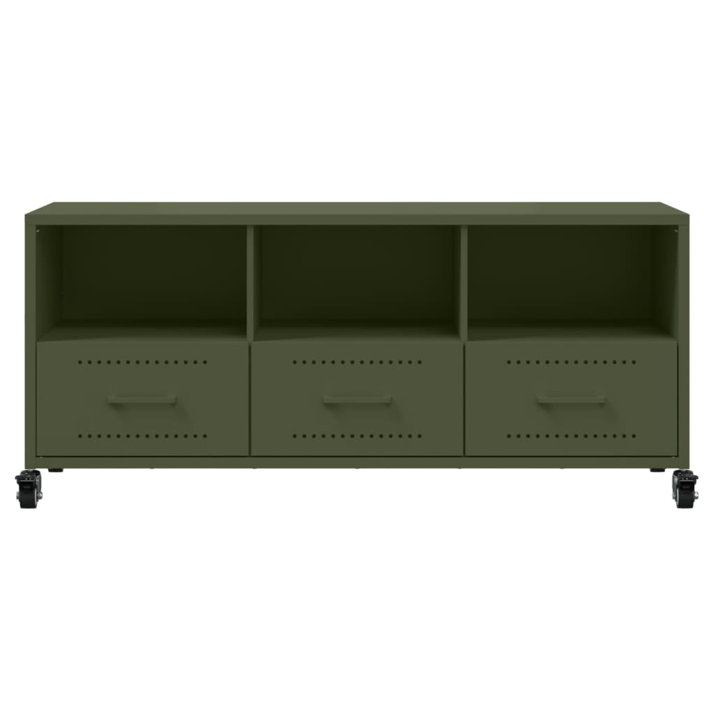 Mobile TV Verde Oliva 100,5x39x43,5 cm in Acciaio - homemem39