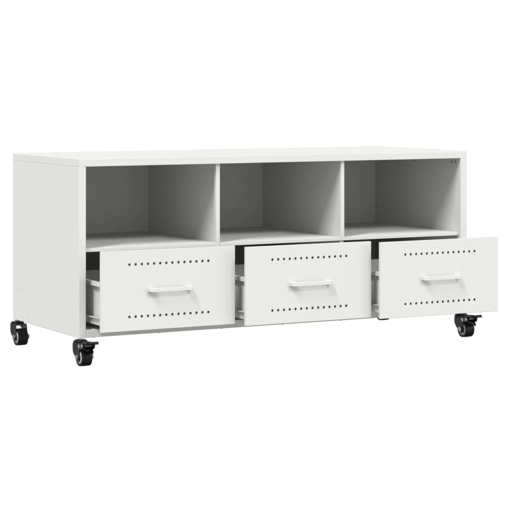 Mobile TV Bianco 100,5x39x43,5 cm in Acciaio - homemem39