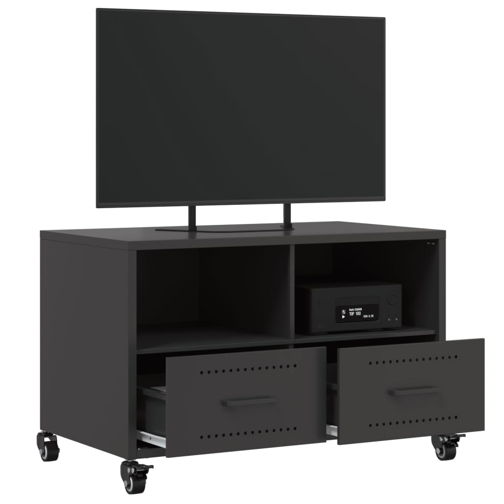 Mobile TV Nero 68x39x43,5 cm in Acciaio - homemem39
