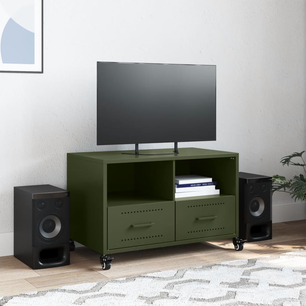 Mobile TV Verde Oliva 68x39x43,5 cm in Acciaio - homemem39