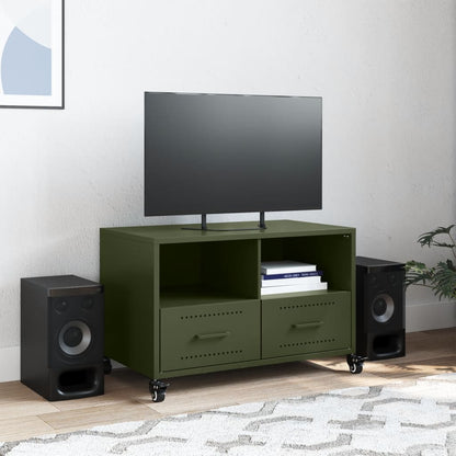 Mobile TV Verde Oliva 68x39x43,5 cm in Acciaio - homemem39