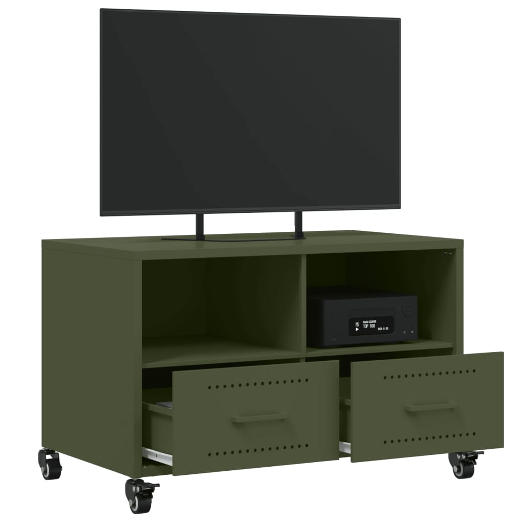 Mobile TV Verde Oliva 68x39x43,5 cm in Acciaio - homemem39