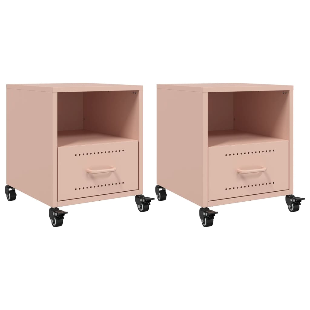Comodini 2 pz Rosa 36x39x43,5 cm in Acciaio - homemem39