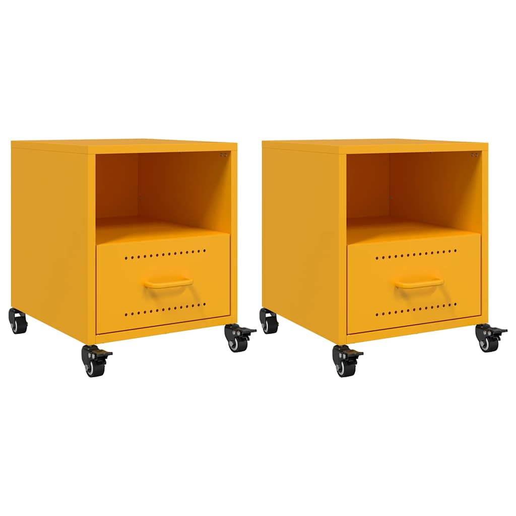 Comodini 2 pz Giallo Senape 36x39x43,5 cm in Acciaio - homemem39