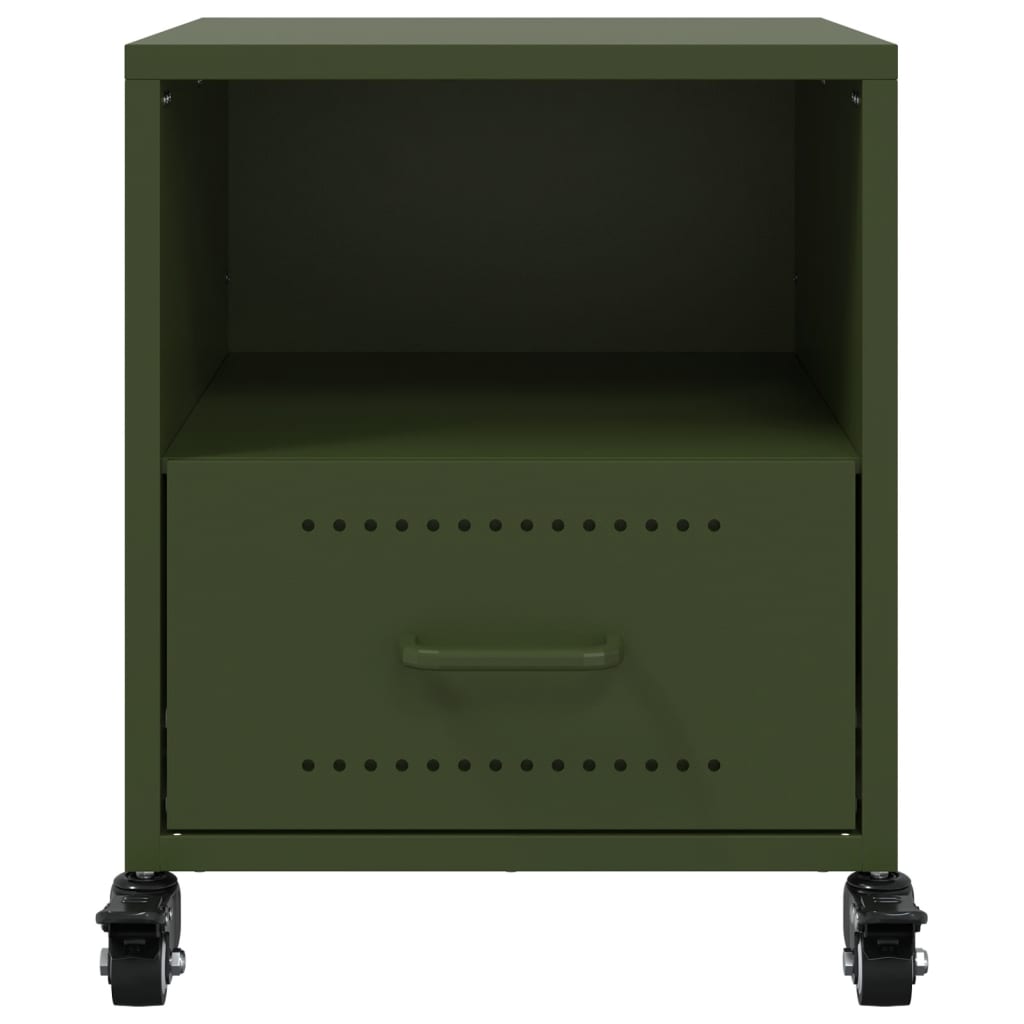 Comodino Verde Oliva 36x39x43,5 cm in Acciaio - homemem39