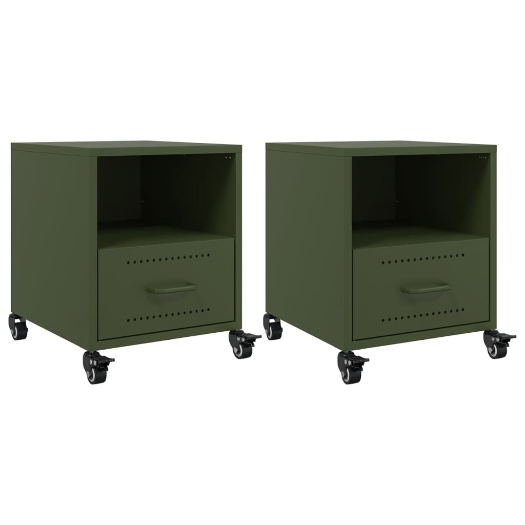 Comodini 2 pz Verde Oliva 36x39x43,5 cm in Acciaio - homemem39