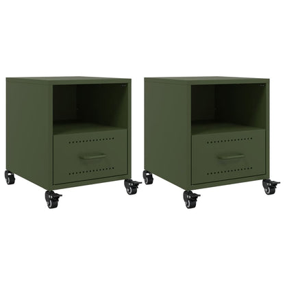 Comodini 2 pz Verde Oliva 36x39x43,5 cm in Acciaio - homemem39
