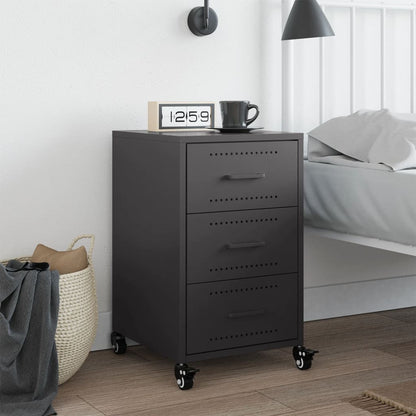 Comodino Nero 36x39x59 cm in Acciaio - homemem39