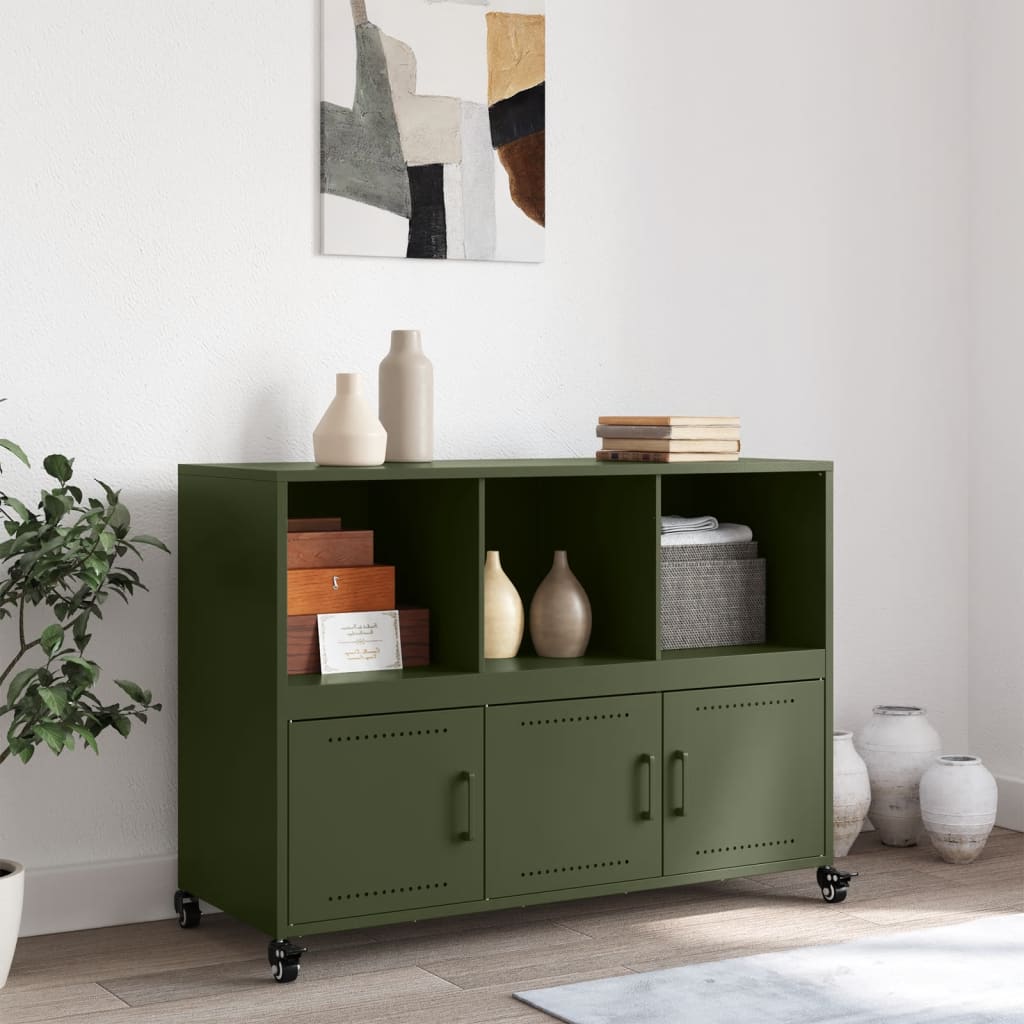 Credenza Verde Oliva 100,5x39x72 cm in Acciaio - homemem39