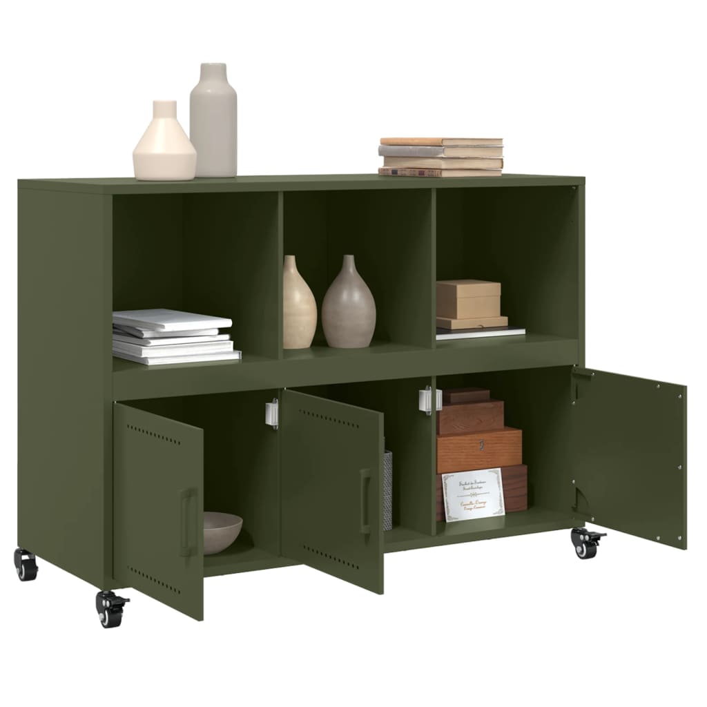 Credenza Verde Oliva 100,5x39x72 cm in Acciaio - homemem39