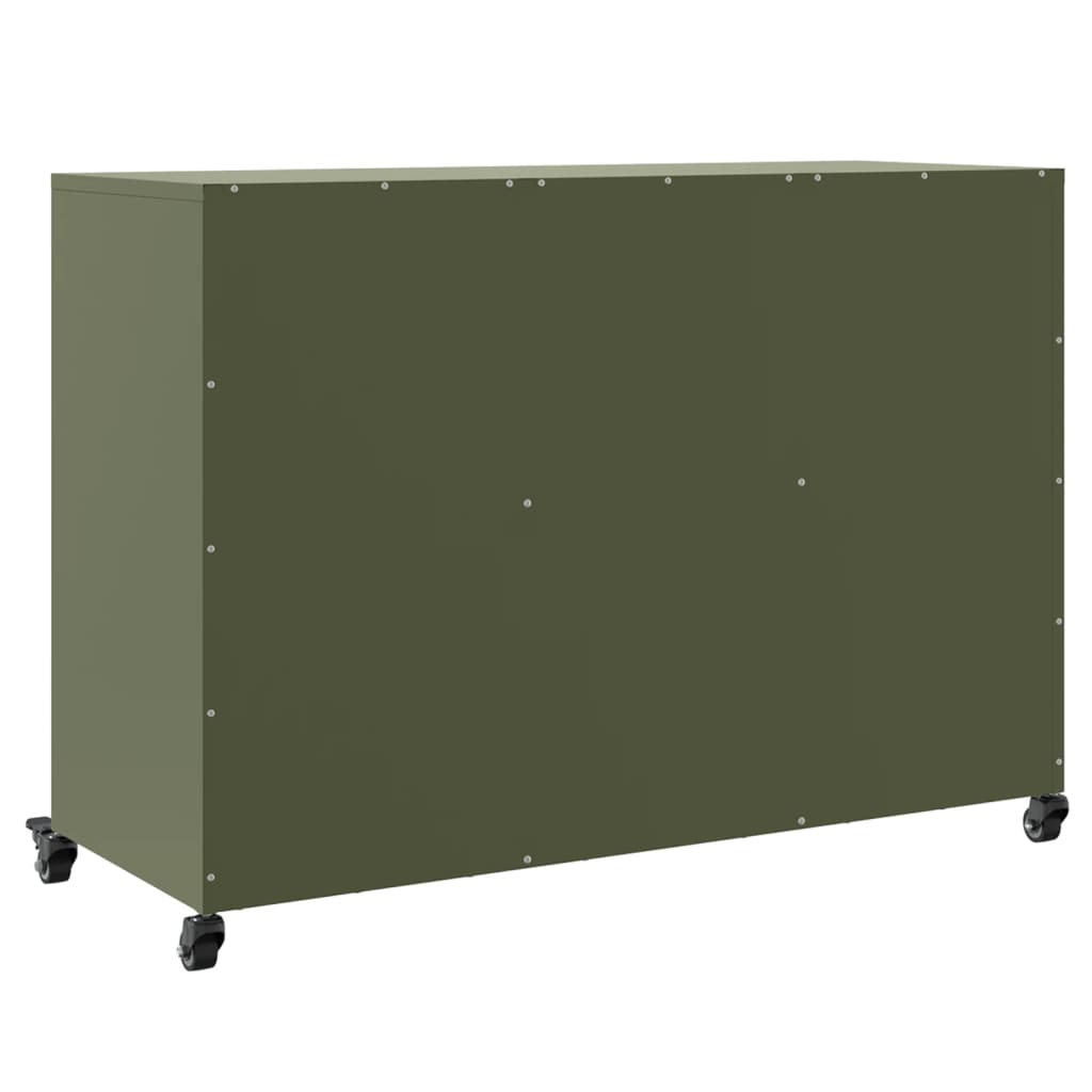 Credenza Verde Oliva 100,5x39x72 cm in Acciaio - homemem39