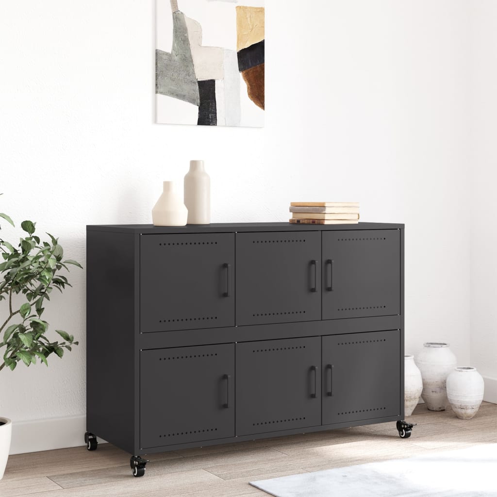 Credenza Nera 100,5x39x72 cm in Acciaio | homemem39