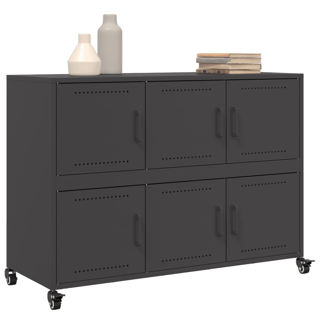 Credenza Nera 100,5x39x72 cm in Acciaio