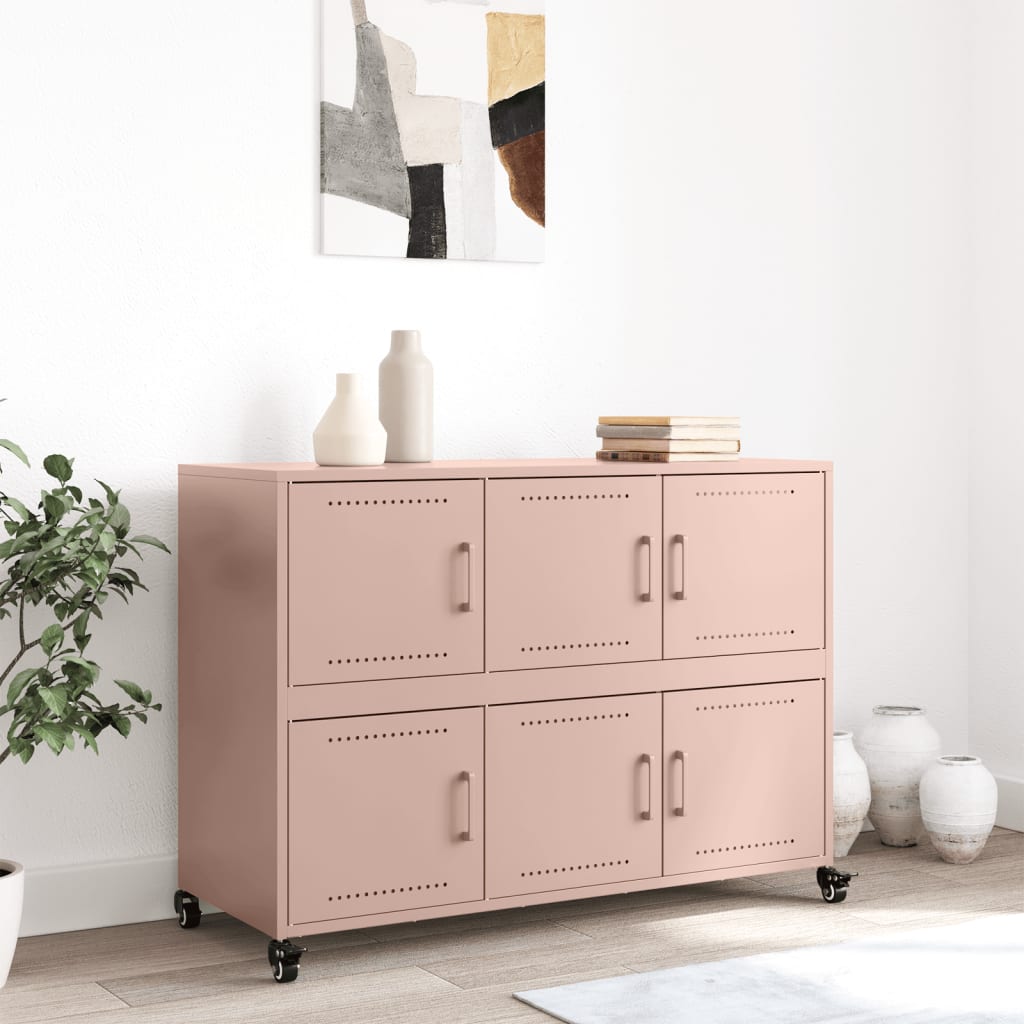 Credenza Rosa 100,5x39x72 cm in Acciaio Laminato a Freddo - homemem39