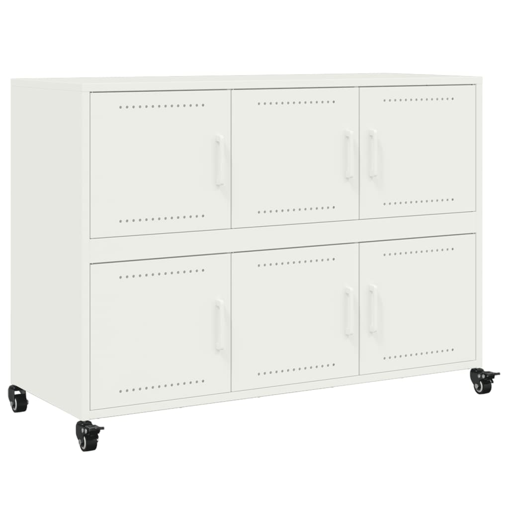 Credenza Bianca 100,5x39x72 cm in Acciaio Laminato a Freddo - homemem39