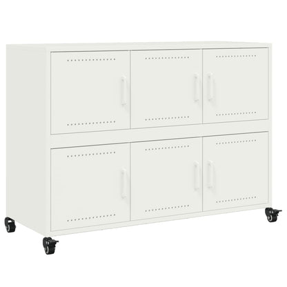Credenza Bianca 100,5x39x72 cm in Acciaio Laminato a Freddo - homemem39