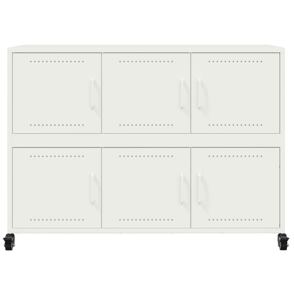 Credenza Bianca 100,5x39x72 cm in Acciaio Laminato a Freddo - homemem39
