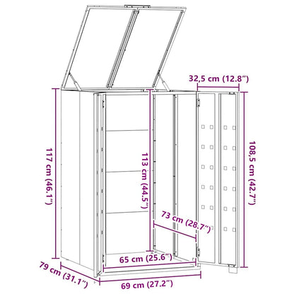 Contenitore per Bidoni della Spazzatura Singolo Antracite 69x79x117 cm Acciaio | homemem39