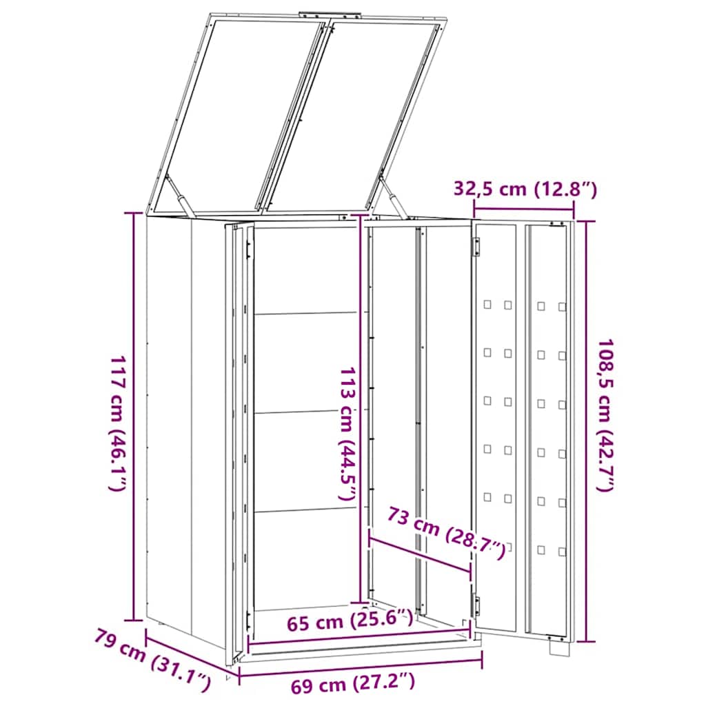 Contenitore per Bidoni della Spazzatura Singolo Antracite 69x79x117 cm Acciaio