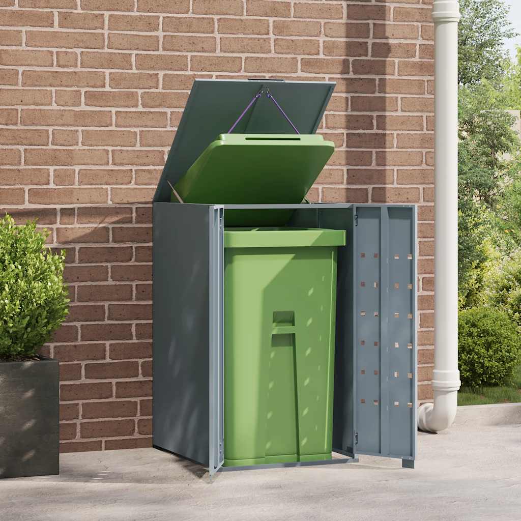 Copribidone con Ruote Bidone Singolo Grigio 69x79x117cm Acciaio | homemem39