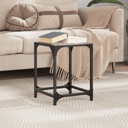 Tavolino Salotto con Piano Vetro Trasparente 30x30x40cm Acciaio | homemem39