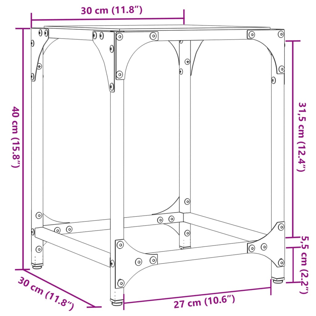 Tavolini con Piano in Vetro Trasparente 2 pz 30x30x40cm Acciaio | homemem39