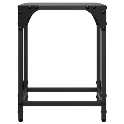 Tavolini da Salotto con Piano Vetro Nero 2pz 30x30x40cm Acciaio