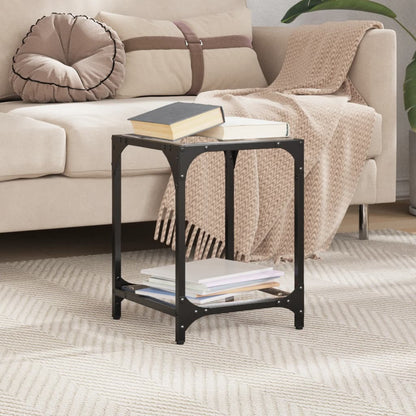 Tavolino Salotto con Piano Vetro Trasparente 30x30x40cm Acciaio | homemem39