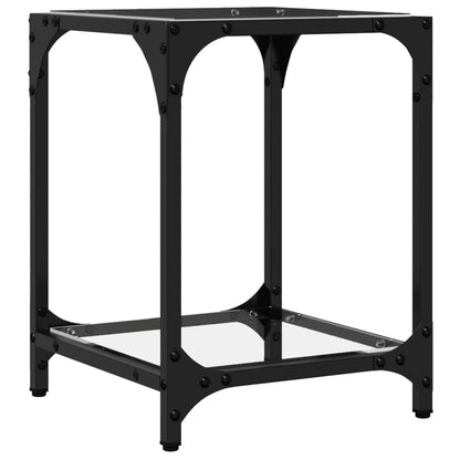 Tavolino Salotto con Piano Vetro Trasparente 30x30x40cm Acciaio | homemem39