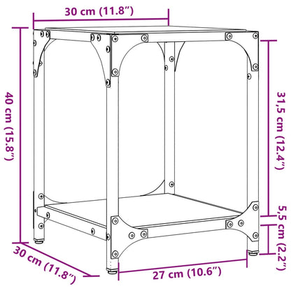 Tavolini con Piano in Vetro Trasparente 2 pz 30x30x40cm Acciaio | homemem39