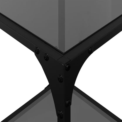 Tavolini da Salotto con Piano Vetro Nero 2pz 30x30x40cm Acciaio | homemem39