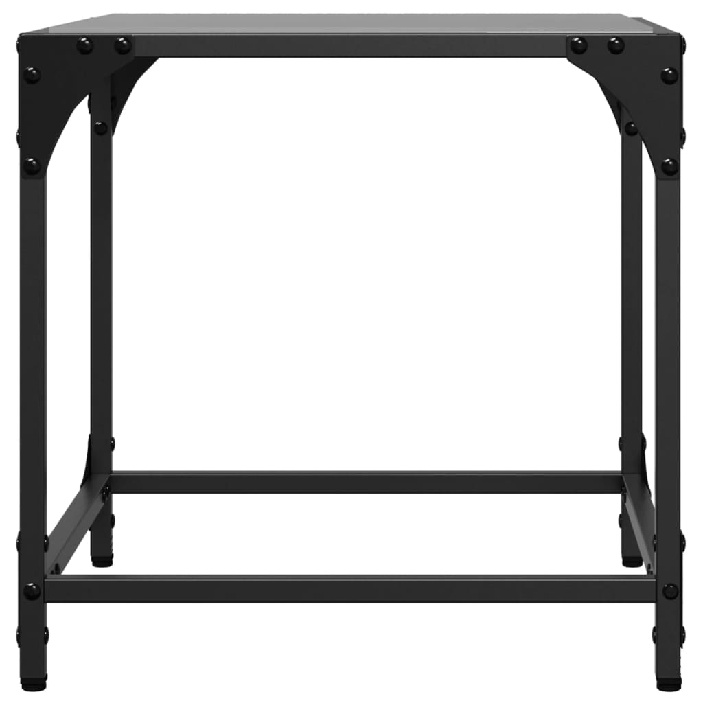 Tavolini da Salotto con Piano Vetro Nero 2pz 40x40x40cm Acciaio | homemem39
