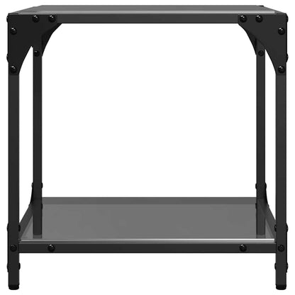 Tavolino con Piano in Vetro Nero 40x40x40 cm Acciaio