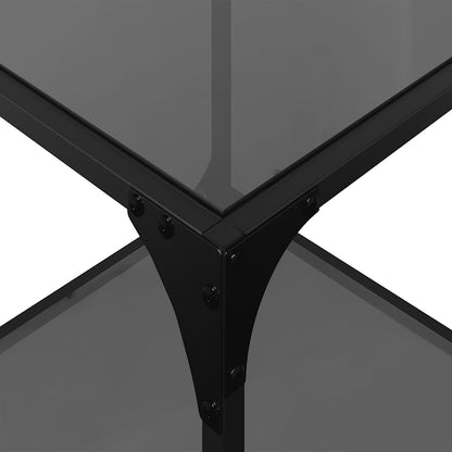 Tavolino con Piano in Vetro Nero 40x40x40 cm Acciaio